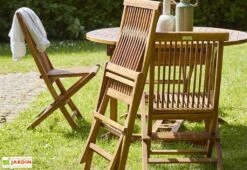 Salon De Jardin En Bois De Teck – 1 Table 170 Cm Et 6 Chaises -Hevea Jardin Magasin salon jardin teck huile c6 4