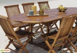 Salon De Jardin En Bois De Teck – 1 Table 240 Cm Et 8 Chaises -Hevea Jardin Magasin salon jardin teck huile c8 3