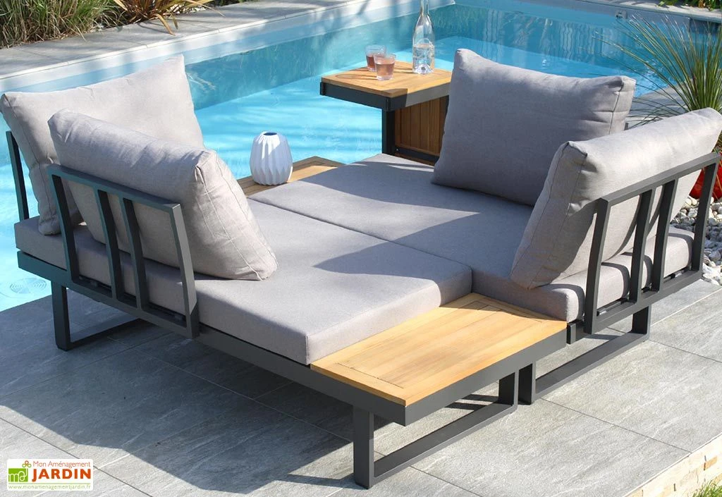Salon De Jardin 4 Places En Aluminium Et Bois D’Acacia Tokyo 2 Salon De Jardin 4 Places En Aluminium Et Bois D’Acacia Tokyo – Image 2