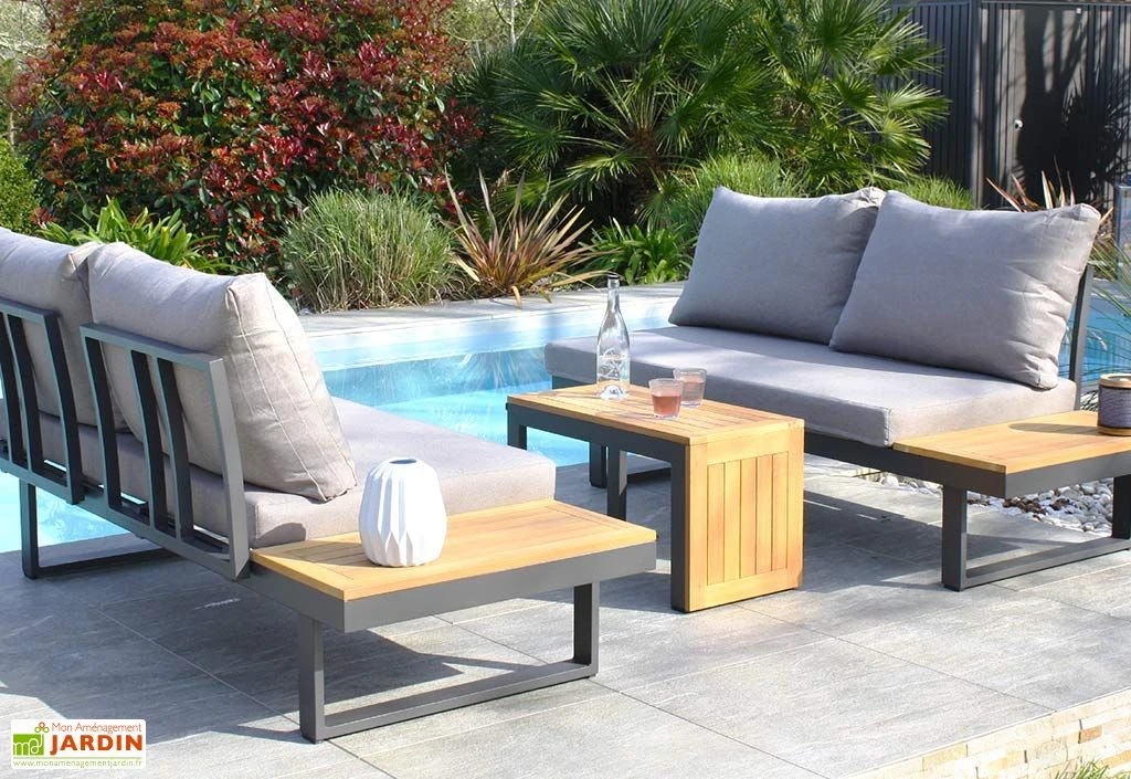 Salon De Jardin 4 Places En Aluminium Et Bois D’Acacia Tokyo 1 Salon De Jardin 4 Places En Aluminium Et Bois D’Acacia Tokyo