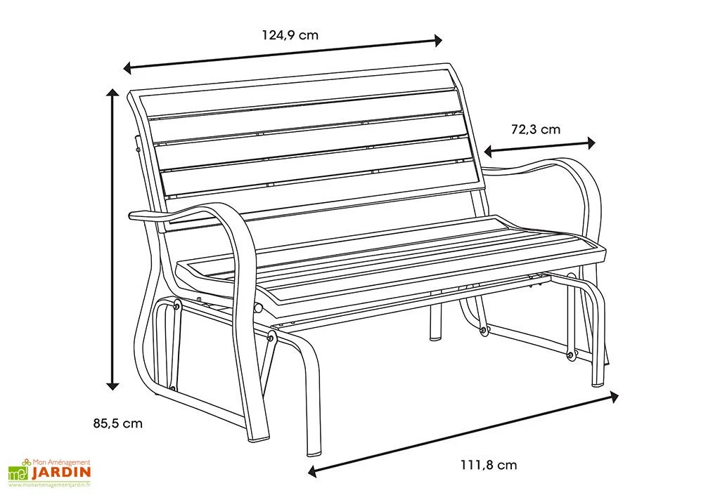 Lifetime Banc De Jardin à Bascule En Acier époxy 124 X 72 X 85 Cm 3 Lifetime Banc De Jardin à Bascule En Acier époxy 124 X 72 X 85 Cm – Image 3
