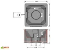 Spa D’extérieur En Bois 6 Places Avec Poêle à Bois - Delux Square -Hevea Jardin Magasin schema spa exterieur delux square