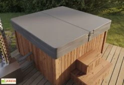 Spa D’extérieur En Bois 6 Places Avec Poêle à Bois - Delux Square -Hevea Jardin Magasin spa exterieur bois delux square
