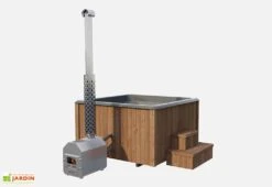 Spa D’extérieur En Bois 6 Places Avec Poêle à Bois - Delux Square