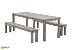 Table De Jardin En Bois Huilé 178 Cm + 2 Bancs – Liepaja -Hevea Jardin Magasin table bancs jardin bois huile lin ekju 257059