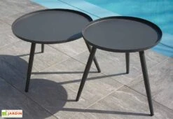 Salon De Jardin 4 Places En Acier Et Corde Tissée Capri -Hevea Jardin Magasin table basse mobilier jardin acier capri