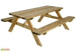 Table De Pique-Nique En Bois Traité Robuste - 6 Places -Hevea Jardin Magasin table de pique nique robuste bois pin