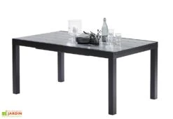 Salon De Jardin HPL Star Noir : Table Extensible Alu + 6 Fauteuils -Hevea Jardin Magasin table extensible aluminium salon de jardin hpl