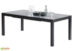 Salon De Jardin HPL Star : Table Extensible Alu + 8 Fauteuils -Hevea Jardin Magasin table extensible salon de jardin aluminium noir hpl 8 12 personnes