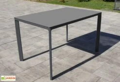 Salon De Jardin : 1 Table Aluminium 120 X 80 Cm + 4 Chaises – Park -Hevea Jardin Magasin table jardin alu 120x80cm grise meet 2