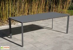 Salon De Jardin : 1 Table Aluminium 200 X 90 Cm + 8 Fauteuils – Dock -Hevea Jardin Magasin table jardin alu anthracite ezpeleta 200cm