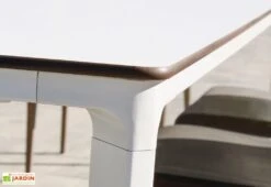 Salon De Jardin : 1 Table Aluminium 120 X 80 Cm + 4 Chaises – Hall -Hevea Jardin Magasin table jardin alu blanche ezpeleta 1