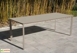 Salon De Jardin : 1 Table Aluminium 200 X 90 Cm + 8 Fauteuils – Dock -Hevea Jardin Magasin table jardin alu taupe ezpeleta 200cm
