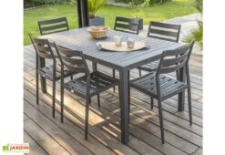 Table De Jardin Miami En Aluminium Gris Anthracite – 160 X 90 Cm -Hevea Jardin Magasin table jardin aluminium 6 personnes grise