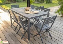 Table De Jardin Miami En Aluminium Gris Anthracite – 160 X 90 Cm -Hevea Jardin Magasin table jardin aluminium 6 personnes grise 7