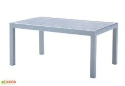 Table De Jardin Aluminium Tulum Blanc Et Aspect Bois