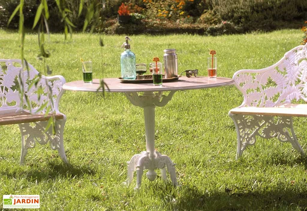 Salon De Jardin Fonte D’Aluminium Et Bois Fougère 3 Salon De Jardin Fonte D’Aluminium Et Bois Fougère – Image 3