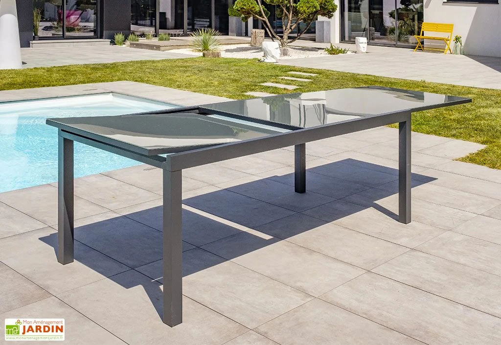Table De Jardin Extensible Aluminium Et Verre Tolede 200/300 Cm 3 Table De Jardin Extensible Aluminium Et Verre Tolede 200/300 Cm – Image 3