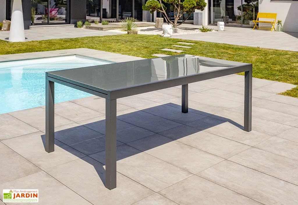 Table De Jardin Extensible Aluminium Et Verre Tolede 200/300 Cm 2 Table De Jardin Extensible Aluminium Et Verre Tolede 200/300 Cm – Image 2