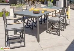 Table De Jardin Extensible En Aluminium Et Verre Honfleur 180/250 Cm -Hevea Jardin Magasin table jardin rallonge aluminium verre honfleur