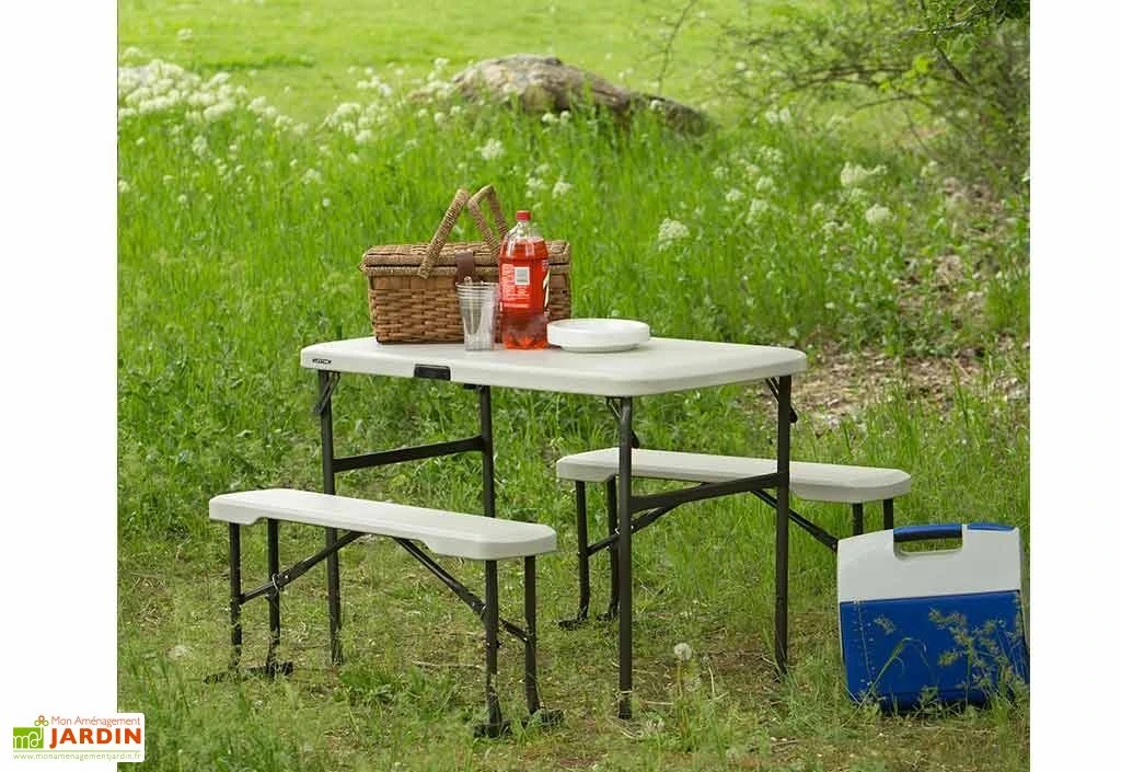 Table De Camping + 2 Bancs En PEHD Lifetime (107x 61x71cm) 3 Table De Camping + 2 Bancs En PEHD Lifetime (107x 61x71cm) – Image 3