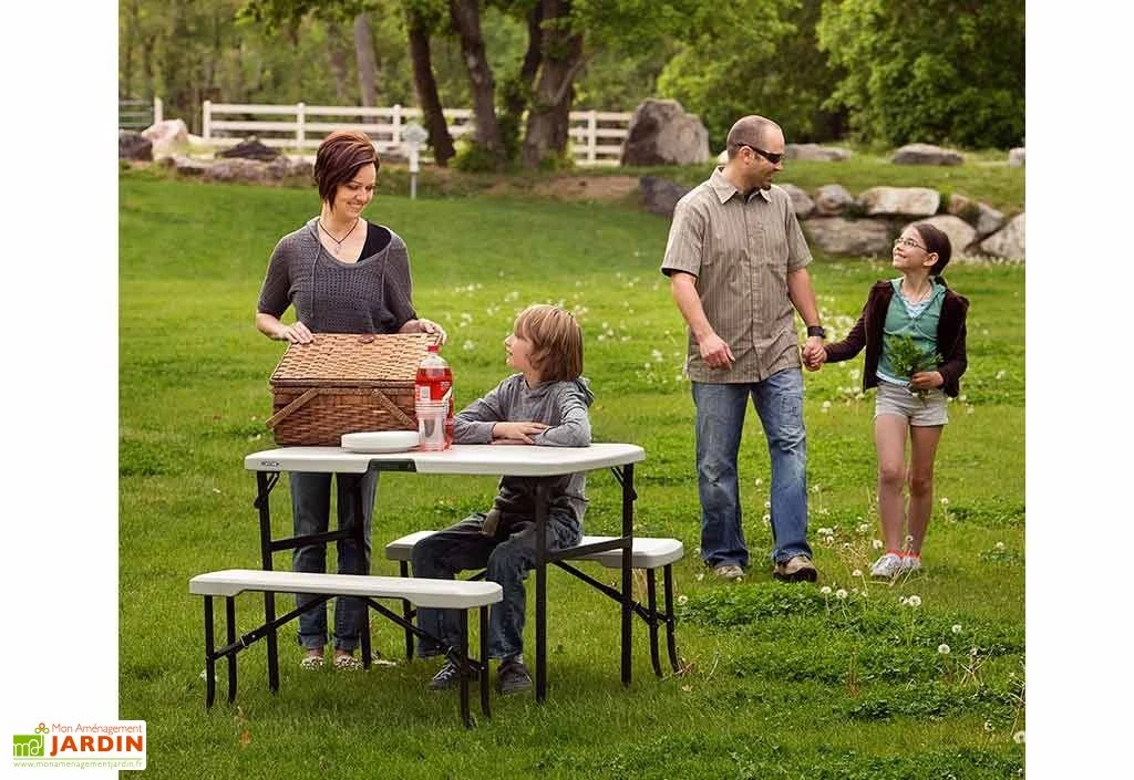 Table De Camping + 2 Bancs En PEHD Lifetime (107x 61x71cm) 4 Table De Camping + 2 Bancs En PEHD Lifetime (107x 61x71cm) – Image 4