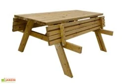 Table De Pique-nique Bois Autoclave Brun + Bancs Rabattables – Jelgava