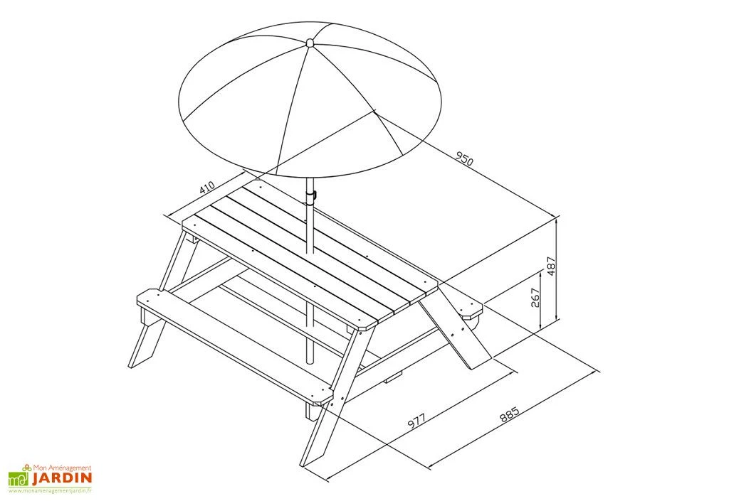 Axi Table De Pique-Nique Pour Enfant En Bois De Hemlock Nick + Parasol 4 Axi Table De Pique-Nique Pour Enfant En Bois De Hemlock Nick + Parasol – Image 4