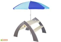 Axi Table De Pique-Nique Kylo En Bois Écologique Et Parasol Inclus -Hevea Jardin Magasin table pique nique kylo xl avec parasol