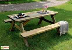 Table De Pique-Nique En Bois Traité Robuste - 6 Places