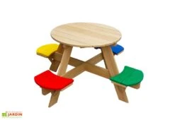 Axi Table De Pique-Nique Ronde En Bois De Hemlock UFO ⌀ 65 Cm -Hevea Jardin Magasin table pique nique ronde bois hemlock ufo 65cm 3