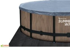 Summer Waves Piscine Hors-sol Tubulaire Ronde Effet Teck – ø 4,88 M -Hevea Jardin Magasin tapis sol bache piscine tubulaire 1